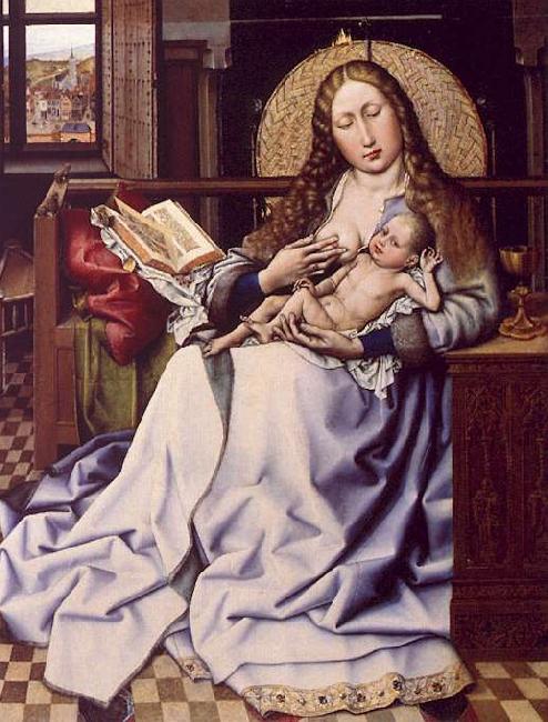 Robert Campin The Virgin and the Child Before a Fire Screen Germany oil painting art